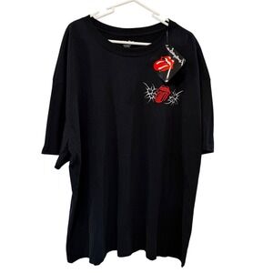 The Rolling Stones Mens Black Tribal Graphic T-Shirt Large Embroidered NWT Y2K